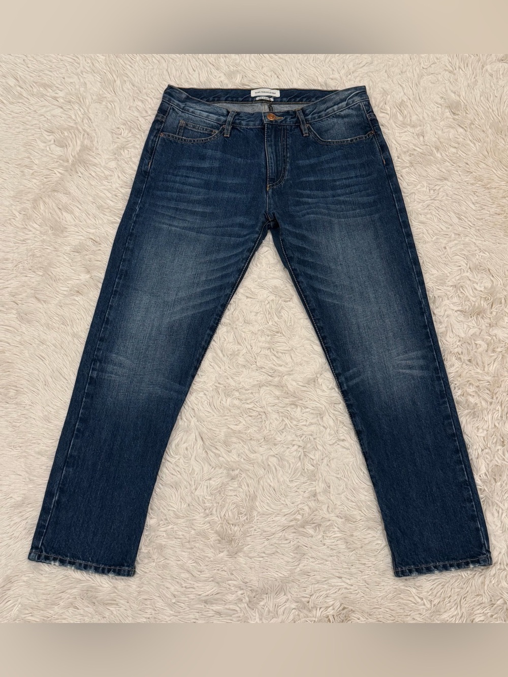 Isabel Marant Etoile Jeans Cropped Straight Leg Side Slit Hem 38 (US 6) Blue